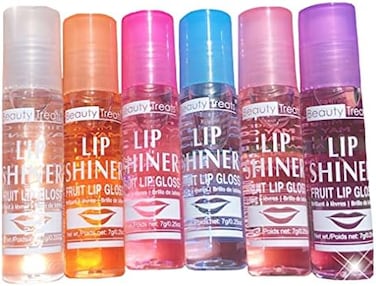 Lip Shiner Roll-On Fruit Lip Gloss By, 6 Piece Assortment Set, 0.25Oz / 7G Each