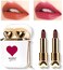 Lamuseland Matte Lipstick, 2Pc/Set Waterproof Long Lasting Moisturizing Lip Stain Earphone Dual-Color Lip Gloss Primer, Non-Stick Cup Lip Make Up Gift Kit For Girls (Gold)