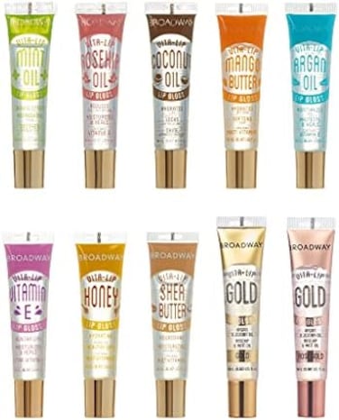 ملمع شفاه برودواي روبي كيسيز فيتا ليب كلير مرطب ومغذي يدوم طويلاً ولمعان عالي للعناية بالشفاه 0.47 أونصة/14 مل (مجموعة 10 قطع)