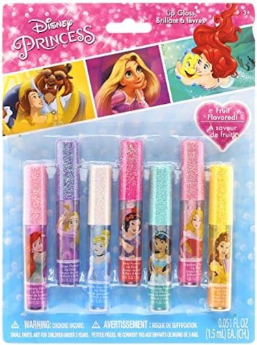 Townley Girl (Disney Princess) - Disney Princess Kids Washable Party Favour Lip Gloss, 7 Flavours Include Cotton Candy, Strawberry, Raspberry, Bubble Gum, Grape, Peach And Cherry