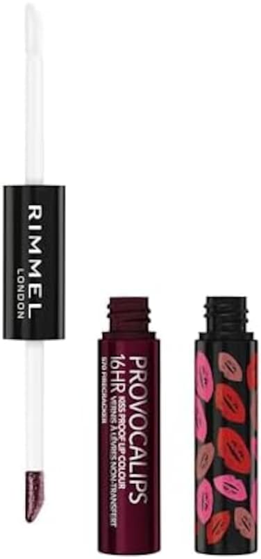 Rimmel London Provocalips 16Hr Kiss-Proof Lip Color - Two-Step Liquid Lipstick To Lock In Color And Shine - 570 Firecracker, .14 Fl.Oz.