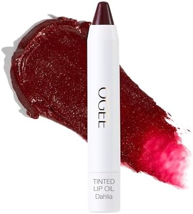 Ogee Tinted Sculpted Lip Oil - Lip Stain Made With 100% Organic Coconut Oil, Jojoba Oil, And Vitamin E - Best As Lip Balm, Lip Color Or Lip Treatment - Dahlia