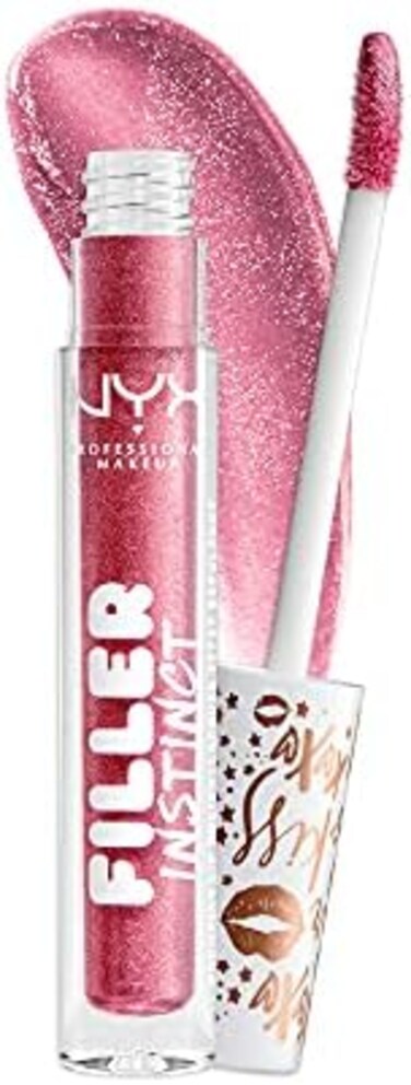 Nyx Professional Makeup Filler Instinct Plumping Polish, Shimmery Lip Gloss, Hydrating &amp; Conditioning, Vegan Formula, 2.5 ml, Shade: Major Mouthage