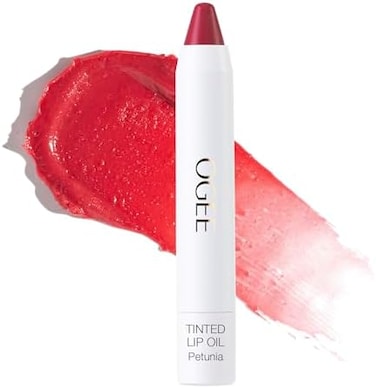 Ogee Sculpted Tinted Lip Oil - Organic &amp; Natural Lip Primer, Moisturizer &amp; Treatment Balm - Petunia (Sheer Blush Color)