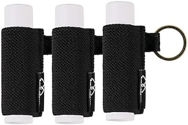 سلسلة مفاتيح لحمل مرطب الشفاه من Wk Ieason مع مشبك، وغطاء مرن محكم الإغلاق، وليس غطاءً من النيوبرين (أسود × 3)