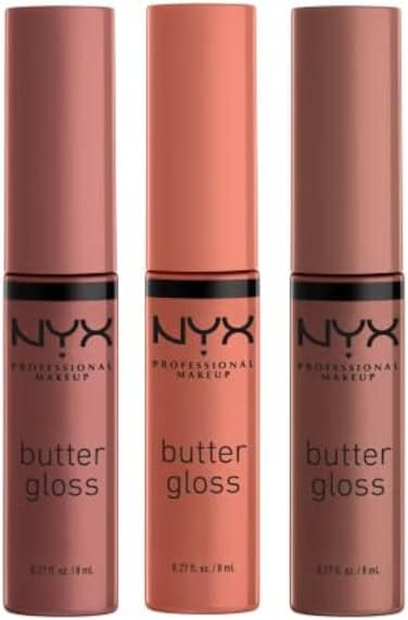 Nyx Professional Makeup Butter Gloss Brown Sugar - Pack Of 3 Lip Gloss (Sugar High, Spiked Toffee, Butterscotch)