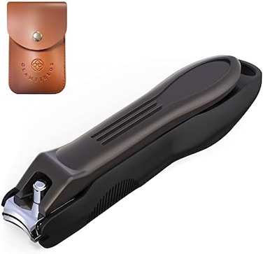 Glamfields Nail Clipper Set With Catcher And File, Stainless Steel Nail Cutter Fingernail Toenail Clippers Nail Trimmer Set For Men And Women, Packed With Leather Case, Silver