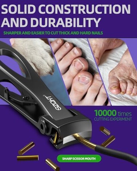 Szqht Ultra Wide Jaw Opening Nail Clippers Set Toenail Clippers For Thick Nails Cutter For Ingrown Manicure,Pedicure,Men &amp; Women Big(Black)