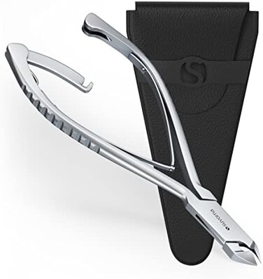 Suvorna Suvorna 4.5 بوصة احترافية من الفولاذ المقاوم للصدأ لقص الأظافر/تشذيب الأظافر، مقص فني للأظافر مع قفل خلفي آمن، أداة مانيكير متينة وقصافة للبشرة مثالية للصالونات