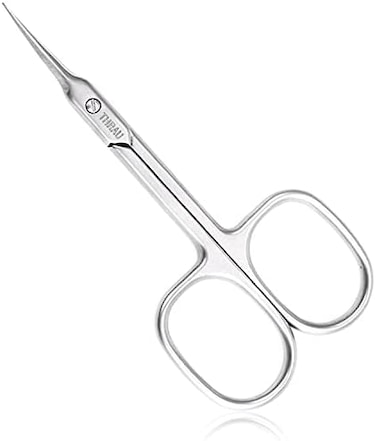 Thrau Cuticle Scissors Extra Fine For Manicure And Pedicure, Curved Blade Nail Scissors, Precise Pointed Tip Grooming Kit For Eyebrow, Eyelash, Trim Nail And Dry Skin, Small Scissors