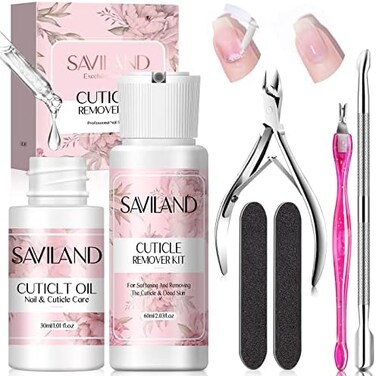 Saviland Cuticle Remover And Cuticle Oil Kit &ndash; Nail Care Kit With Cuticle Remover Liquid &amp; Cuticle Oil Cuticle Trimmer For Cuticle Softener &amp; Moisturize Manicure Kit For Nail Salon Home Use