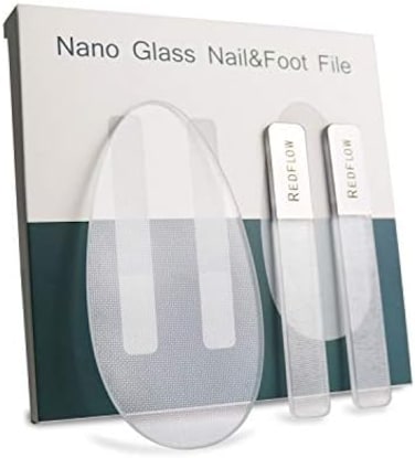 مبرد أظافر زجاجي من ريدفلو، مجموعة ملمع أظافر تحتوي على 2 مبرد أظافر زجاج نانو و1 مبرد قدم زجاجي نانو، مجموعة مانيكير احترافية، مبرد أظافر للأظافر الطبيعية لإزالة مسامير القدم