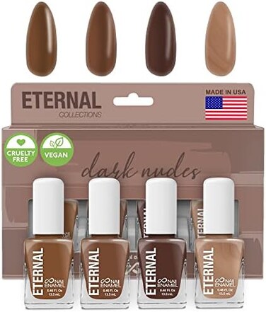 Nude Nail Polish Set For Women (Dark Nudes) - Brown Nail Polish Set For Girls, Lasting &amp; Quick Dry Non Toxic Nail Polish Kit For Home Diy Manicure &amp; Pedicure, Made In USA, 13.5ml (Set Of 4)