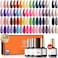 Modelones 40 Pcs Nail Polish Set, 36 Colors Fall Winter White Nude Brown Black Red Green Glitter Gel Kit With Base, Matte Glossy Top Coat &amp; LED Christmas Nail Art Diy Gift