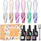 Meet Across Ice Cat Eye Gel Nail Polish Set Soak Off Uv LED Light Starry Sky Effect Magic Gel Nail Polish Kit Manicure Nail Art Gift Kit 6 Colors Free Magnet Stick
