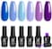 مجموعة طلاء أظافر جل من بيتلز باللون الأزرق والأرجواني - 6 قطع من مجموعة حورية البحر المائية، مع قاعدة وطبقة علوية معالجة بمصباح LED بالأشعة فوق البنفسجية، مطلوب طلاء أظافر مبتدئ