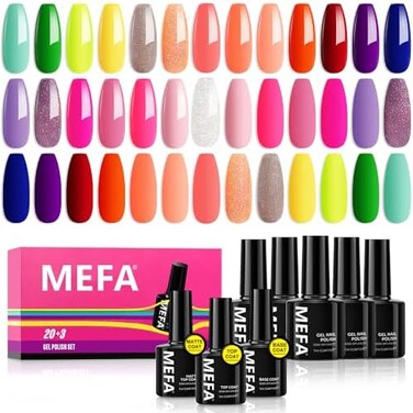 23 Pcs Gel Nail Polish Set, Fall Colors Collection Soak Off Nail Gel Polish With Glossy &amp; Matte Top Coat And Base Coat Nail Art Set