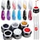 Saviland 6 Colors Spider Gel, New Upgraded Matrices With Nail Art Brushes, Designs Paint Wire Drawing Polish For Line (White Black Red Blue Gold Silver)