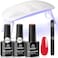 Beetles Gel Polish Red Nail Kit With Uv LED Light And Base Top Coat Starter Kit Soak Off Red Set With Lamp Nail File For Diy Home Nails Perfect For The 4Th Of July Women Manicure
