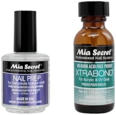 Mia Secret Professional Natural Nail Prep Dehydrate And Xtra Bond, Acid-Free Primer Set. Superior Bonding Primer For Acrylic Powder And Gel Nail Polish. Nail, Long-Lasting.