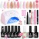 Beetles Gel Polish Nail Es Starter Kit, 6 Colors Nail Salon Set With 48W Uv Nail Lamp, Transparent Jelly Milky White Pink Nude Nail With Base Top Coat Nail Nail Art Manucure Gift