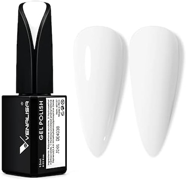 V Venalisa 15ml Gel Nail Polish, Pure White Color Soak Off Uv LED Nail Gel Polish Nail Art Starter Manicure Salon Diy At Home, 0.53 Oz