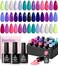 Beetles Gel Polish 20 Nail Kit,Midnight Euphoria Collection Purple Blue Hot Pink Glitter Set Soak Off Glossy &amp; Matte Top Base Coat Nail Art Design Valentine's Day Gifts For Women Girls
