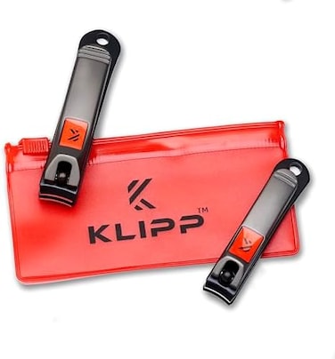 Klipp Nail Clippers Set For Men And Women, Arched Zinc Alloy Nail Trimmers With Built In Fingernail Files On Non-Slip Levers &ndash; Trim And Shape Finger And Toe Nails With Travel Nail Care Kit