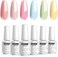 Vishine Macaron Series Nail Polish Set - Peach Pink Blue Green Yellow, Uv LED Varnish, Diy Home Salon Collection 6Pcs