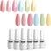 Vishine Macaron Series Nail Polish Set - Peach Pink Blue Green Yellow, Uv LED Varnish, Diy Home Salon Collection 6Pcs