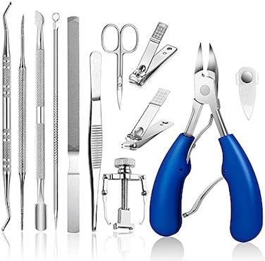Jtieo 12Pcs Ingrown Toenail Tool Toenail Clippers Treatment Pedicure Tools Ingrown Toenail Tool Kit Nail Clipper Set Pedicure Kit Ingrown Toenail Pedicure Tool &Iuml;&frac14;&Euml;&dagger;Blue Color&iuml;&frac14;&Acirc;&euro;&deg;