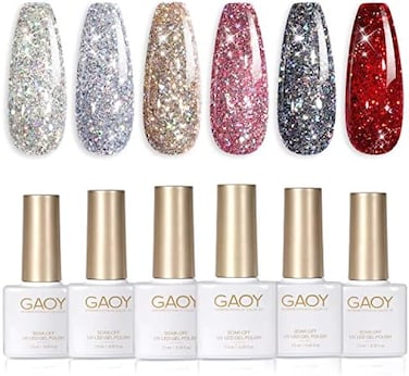 مجموعة طلاء أظافر جل من جاوي، 6 قطع - أحمر بورجندي