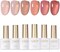 Gaoy Jelly Nude Gel Nail Polish Set, 6 Transparent Colors Sheer Red Pink Brown Soak Off Uv Light Cure Gel Polish Kit For Salon And Nail Art Diy At Home