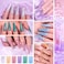 Holographic Nail Polish Set, Spring Summer Color Gel Nail Polish Sliver Gold Violet Purple Olive Green Blue Rose Gold Gel Polish 6Pcs 7.5ml Curing Required Nail Art Manicure Salon
