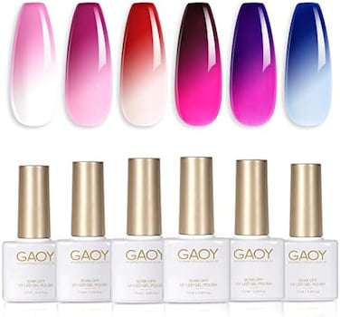 Gaoy Color Changing Gel Nail Polish Set Of 6 Temperature Changing Colors Including Red Pink Purple Mood Changing Gel Manicure Kit For Nail Art Home Diy