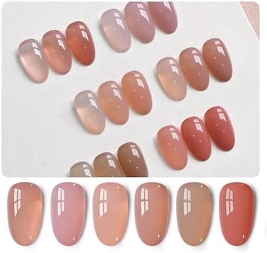 Gaoy Sheer Nude Pink Gel Nail Polish Set, 6 Neutral Colors Brown Skin Tone Soak Off Uv Light Cure Gel Polish Kit For Salon And Nail Art Diy At Home
