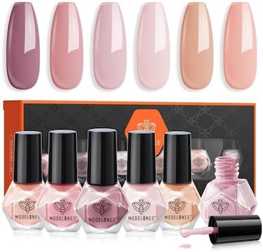 Modelones Nail Polish 6 Colors Neutral Nude Nail Polish Set Nude Pink Quick Dry Winter Mini Nail Polish Finger Nail Polish Bulk Manicure Diy Nail Art Home Salon Gift For Women Girl