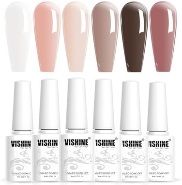 Vishine Transparent Jelly Gel Nail Polish Set Pink Nude Milky White Skin Colors Soak Off Uv LED Gel Nail Polish Sheer Gel Nail Varnish Uv Gel Varnish Nail Art 8ml