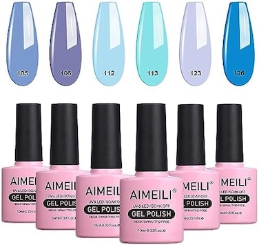 Aimeili Soak Off Blue Gel Nail Polish Christmas Nail Color Set Of 6Pcs X 10ml - Kit Set 32