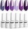 Vishine 6Pcs Purple Glitter Nail Polish Gel Uv LED Soak Off Nail Art Kit Gorgeous Manicure Collection Gift Set 8ml