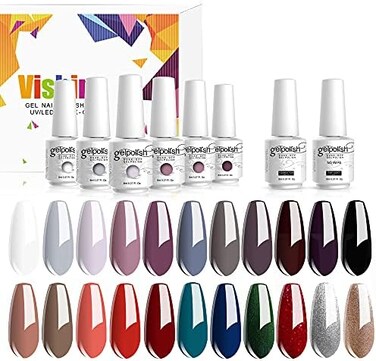 Vishine Gel Nail Polish Set - 22 Classic Colors, 8ml With No Wipe Base And Top Coat, 24 Pcs Soak Off Gel Nail Starter Kit