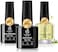 Beetles Gel Polish 3Pcs 7.5ml Top Coat Base &amp; Cuticle Oil Set, No Wipe Glossy Shine Long Lasting Diy Home Nail Lamp Required, Care For Dry, Damaged Cuticles, Stronger Nails