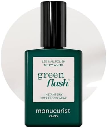 Manucurist Green Flash طلاء أظافر شبه دائم أبيض حليبي أبيض – جل أظافر طبيعي – طلاء جل شبه دائم للأشعة فوق البنفسجية – طلاء جل – مانيكير احترافي للنساء