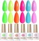 مجموعة طلاء أظافر جل نيون من بورن بريتي أخضر فلوري أصفر برتقالي وردي فاقع وأرجواني وأزرق، 6 ألوان قوس قزح جل نقع قبالة U V طقم طلاء أظافر للفتيات في العطلات وحفلات دي جي