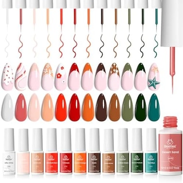 Beetles Gel Polish 12 Pcs White Nude Red Green Gel Polish Paint Swirl Gel Nail Art Built Thin Brush In Bottle Soak Off Uv LED Lamp Fall Gel Nail Polish