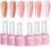 Fzanest Gel Nail Polish Jelly Nude Set,Sheer Natural Milky Pink 6 Colors Gel Polish Nail Kit Soak Off LED Uv Varnish Nail Art Manicure Kit