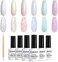 Rarjsm Pearl Gel Nail Polish Set 6 Colors Pearlescent Shell Glitter White Gold Pink Green Purple Shimmer Mermaid Nail Polish Soak Off LED Uv Curing Requires Swirl Thread Effect Diy Manicure Use