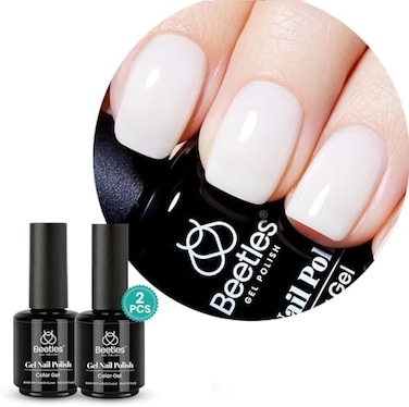 بيتلز جل طلاء الأظافر بالأشعة فوق البنفسجية - 15 مل أظافر بيضاء حليبية 2 قطعة مصباح أظافر LED مسمار قابل للإزالة مانيكير جيلي تصميم الأظافر هدية للنساء المبتدئات فن الأظافر