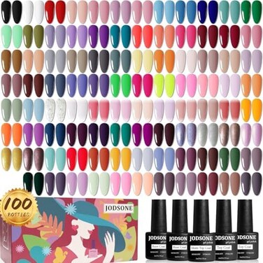 Jodsone 100 Pcs Gel Nail Polish Kit No Wipe Soak Off Base Coat And Matte Glossy Top Coat Gel Polish Collections Gifts For Manicure Lovers, Pack Of 1