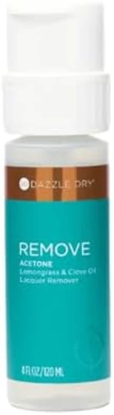 Dazzle Dry Remove Acetone، مزيل طلاء الأظافر بزيت عشبة الليمون + زيت القرنفل، 4 أونصة (120 مل)، مضخة مندا